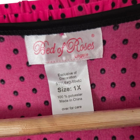 Bed Of Roses Pink Polka Dot Sleepwear Set Size 1x - Picture 3 of 5